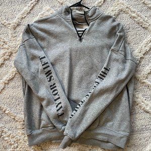 Taylor Swift Eras Tour Gray Quarter Zip Pullover Sweatshirt (Grey Zip Up)
